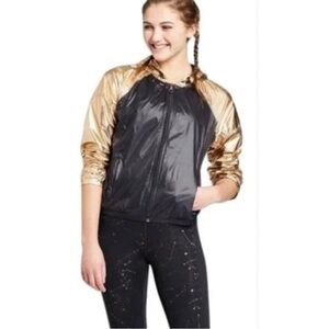 JOYLAB Gold Metallic Windbreaker Rain Coat M NWOT